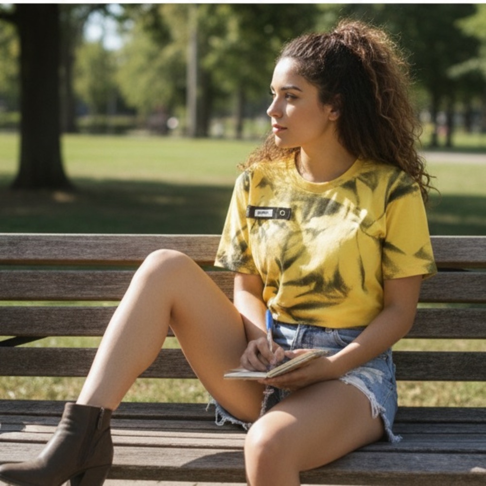 BBMIA Couture Custom Tee Tie Dye Yellow and Black Graphic Kids Tee - Picture 2 of 8